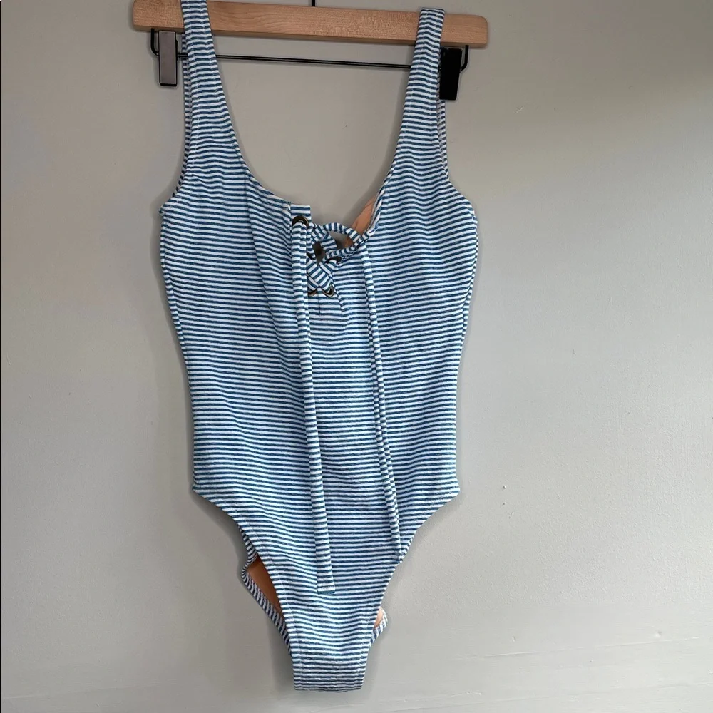 J. Crew Blue Striped  One Piece Swimsuit